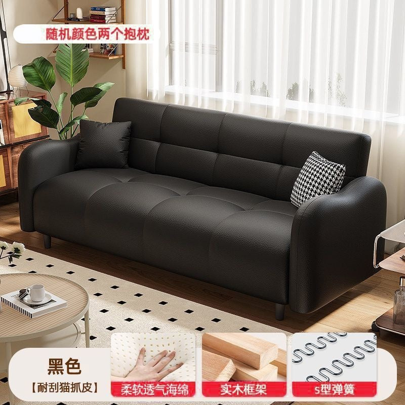 Sofa small apartment new cat-scratch leather sofa bed, office sofa bed, modern minimalist, living room foldable for dual use