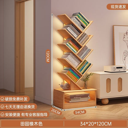 Storage rack, simple bookshelf, floor-standing living room tree-shaped small bookshelf, home multi-layer narrow-gap storage against the wall