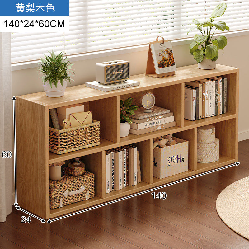 Carefully selected simple bookshelf low cabinet, small apartment living room, large capacity floor-standing INS style long strip storage cabinet against the wall and balcony