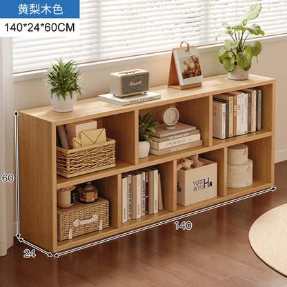 Carefully selected simple bookshelf low cabinet, small apartment living room, large capacity floor-standing INS style long strip storage cabinet against the wall and balcony