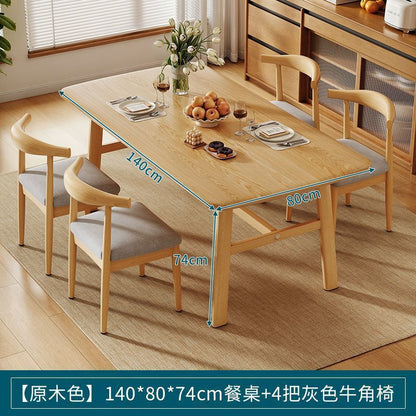 Dining table and chair combination, small apartment, household rectangular table and chairs, commercial breakfast shop dining table and chairs, fast food restaurant, iron horn chair