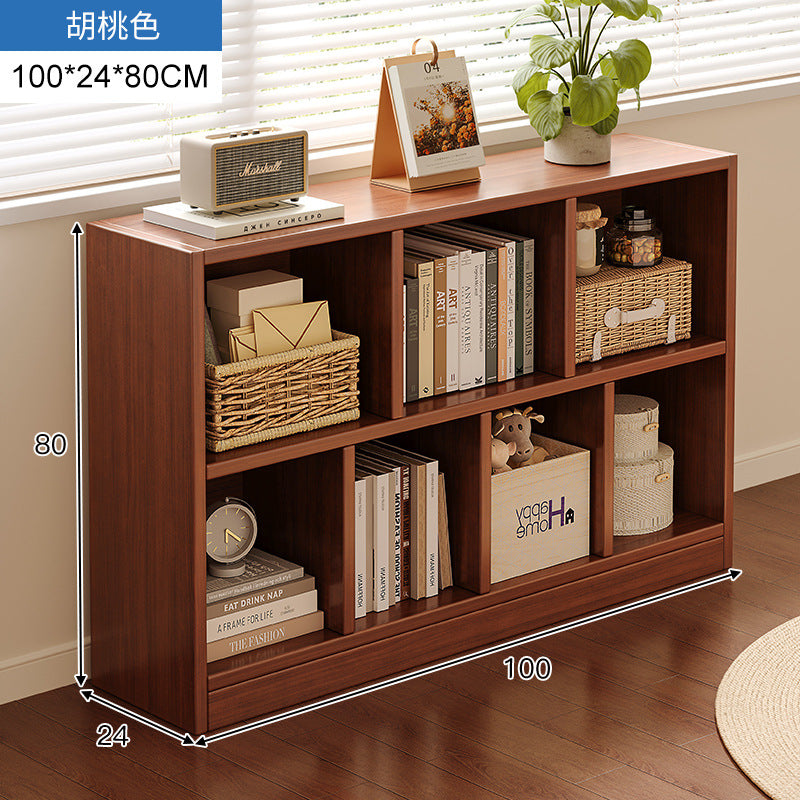 Carefully selected simple bookshelf low cabinet, small apartment living room, large capacity floor-standing INS style long strip storage cabinet against the wall and balcony