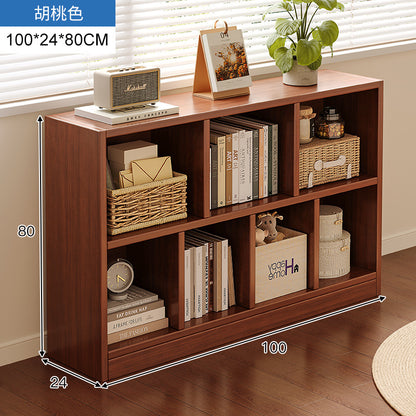 Carefully selected simple bookshelf low cabinet, small apartment living room, large capacity floor-standing INS style long strip storage cabinet against the wall and balcony