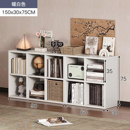 Carefully selected simple bookshelf low cabinet, small apartment living room, large capacity floor-standing INS style long strip storage cabinet against the wall and balcony