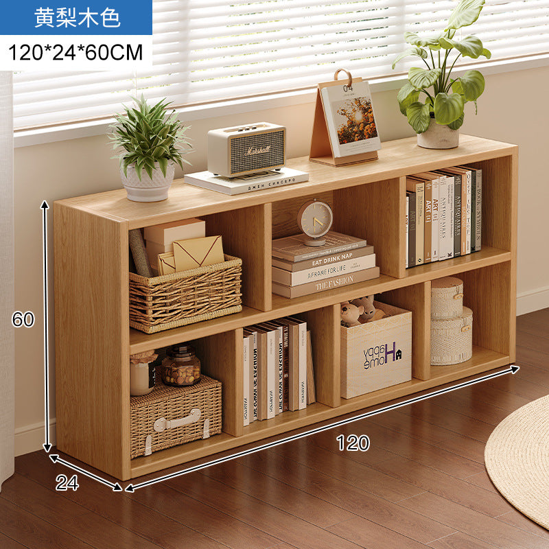 Carefully selected simple bookshelf low cabinet, small apartment living room, large capacity floor-standing INS style long strip storage cabinet against the wall and balcony