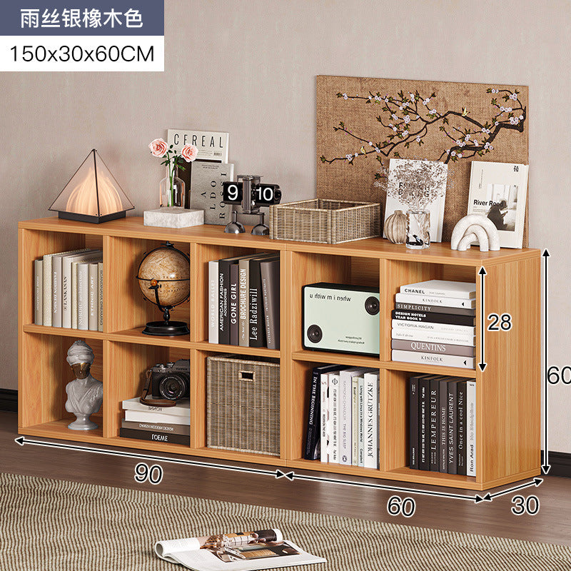 Carefully selected simple bookshelf low cabinet, small apartment living room, large capacity floor-standing INS style long strip storage cabinet against the wall and balcony