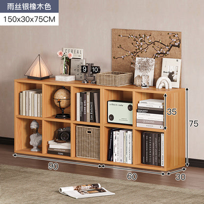 Carefully selected simple bookshelf low cabinet, small apartment living room, large capacity floor-standing INS style long strip storage cabinet against the wall and balcony