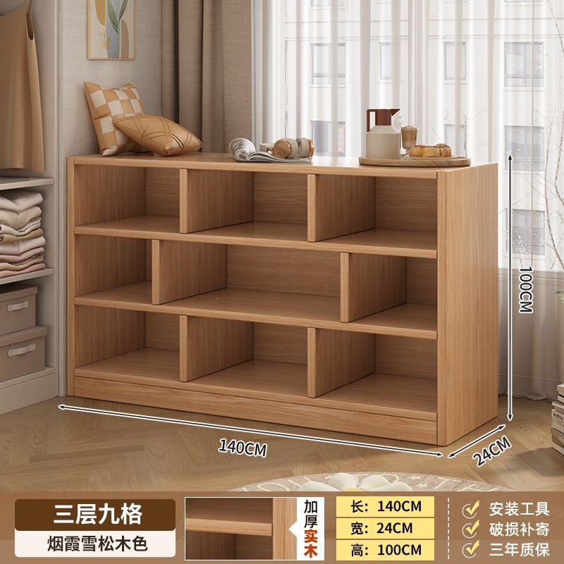 Solid wood bookshelf storage cabinet integrated wall-mounted living room storage cabinet wall-side narrow cabinet bedroom cubicle cabinet storage cabinet