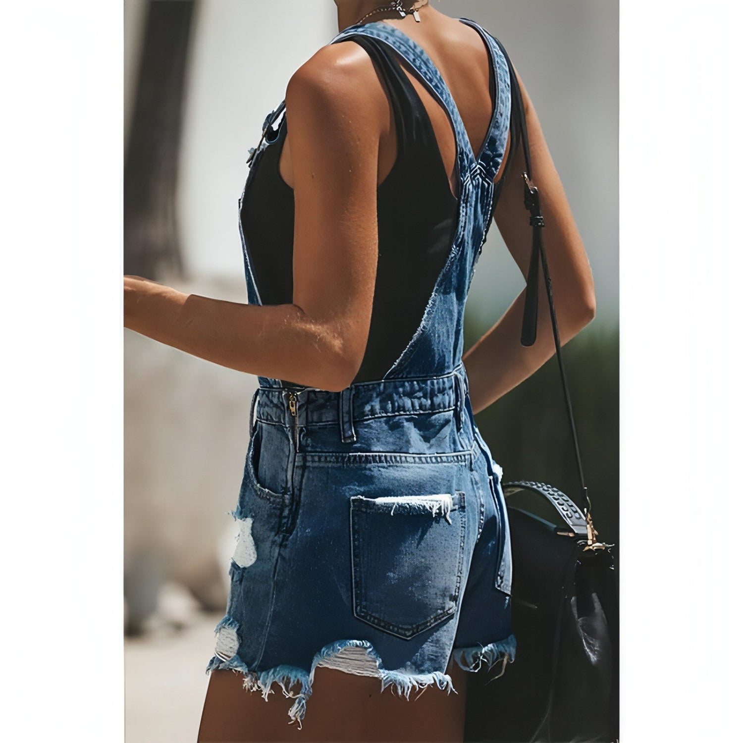 Carmine Juneberry DenimDare™ casual suspenders jeans with classic denim fabric and adjustable suspender straps.