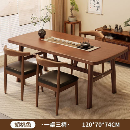 Dining table and chair combination, small apartment, household rectangular table and chairs, commercial breakfast shop dining table and chairs, fast food restaurant, iron horn chair