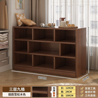Solid wood bookshelf storage cabinet integrated wall-mounted living room storage cabinet wall-side narrow cabinet bedroom cubicle cabinet storage cabinet