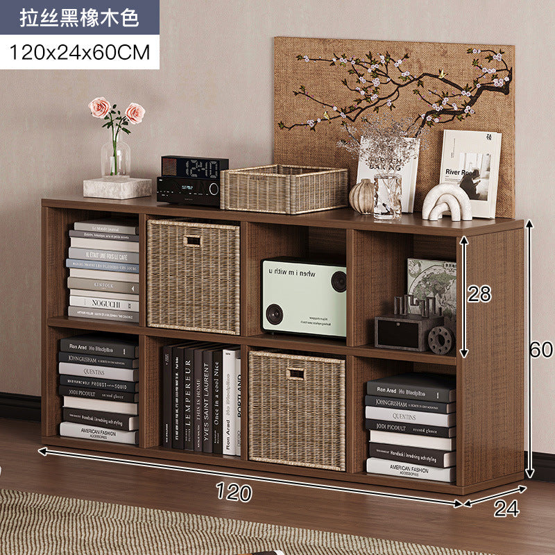 Carefully selected simple bookshelf low cabinet, small apartment living room, large capacity floor-standing INS style long strip storage cabinet against the wall and balcony