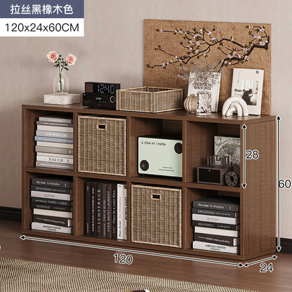 Carefully selected simple bookshelf low cabinet, small apartment living room, large capacity floor-standing INS style long strip storage cabinet against the wall and balcony