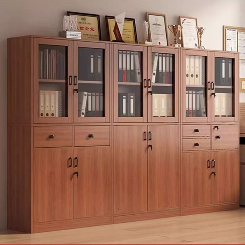 Office filing cabinet, wooden bookshelf with lock, household document cabinet, archive cabinet, layered new bookshelf with cabinet door