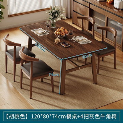Dining table and chair combination, small apartment, household rectangular table and chairs, commercial breakfast shop dining table and chairs, fast food restaurant, iron horn chair