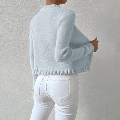 Carmine Juneberry Pearl Embrace Cardigan in soft knit, featuring pearl accents and a cozy fit, from the Haute Edition 25 collection.