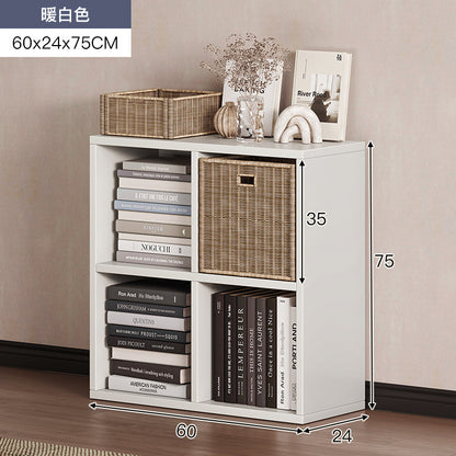 Carefully selected simple bookshelf low cabinet, small apartment living room, large capacity floor-standing INS style long strip storage cabinet against the wall and balcony