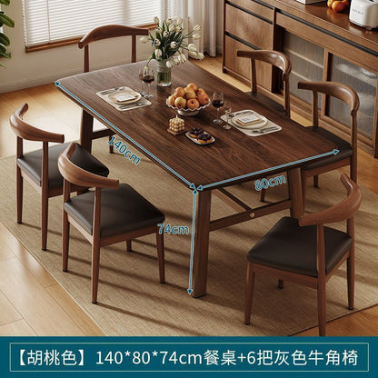 Dining table and chair combination, small apartment, household rectangular table and chairs, commercial breakfast shop dining table and chairs, fast food restaurant, iron horn chair