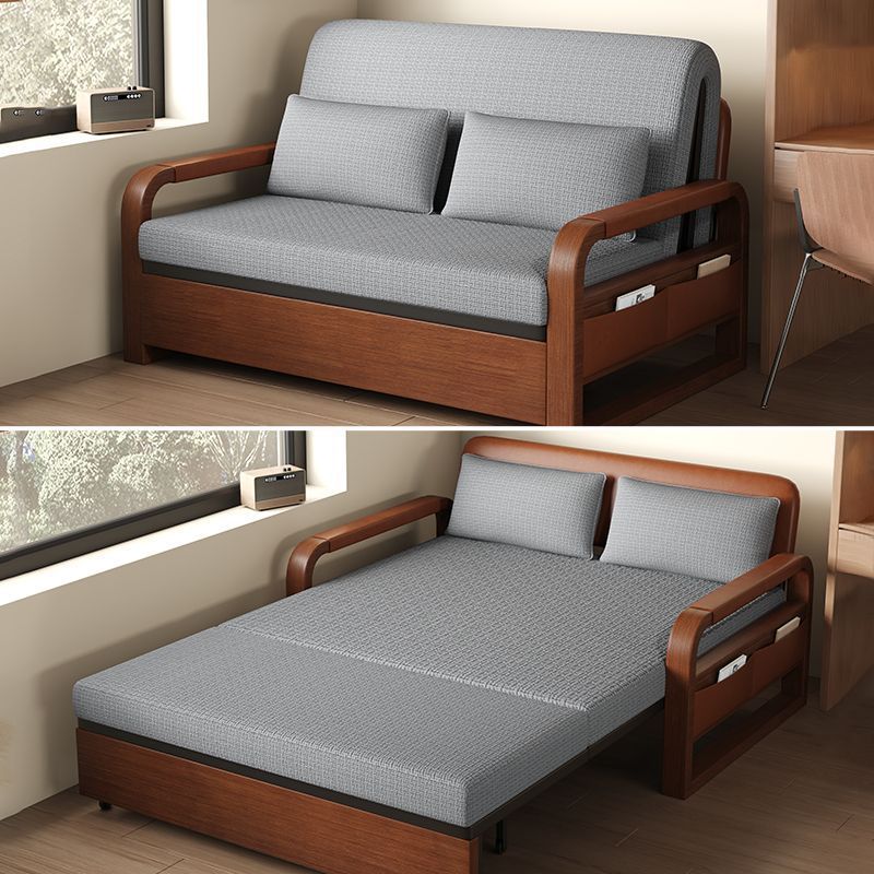 Sofa bed integrated dual-use nap bed vintage Chinese style sofa bed oil-wax leather folding bed multifunctional foldable