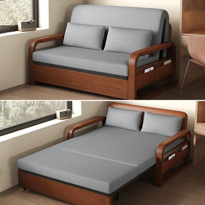 Sofa bed integrated dual-use nap bed vintage Chinese style sofa bed oil-wax leather folding bed multifunctional foldable