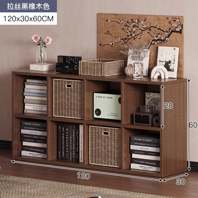 Carefully selected simple bookshelf low cabinet, small apartment living room, large capacity floor-standing INS style long strip storage cabinet against the wall and balcony