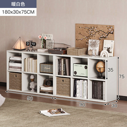 Carefully selected simple bookshelf low cabinet, small apartment living room, large capacity floor-standing INS style long strip storage cabinet against the wall and balcony