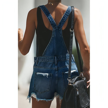 Carmine Juneberry DenimDare™ casual suspenders jeans with classic denim fabric and adjustable straps, front pockets, and belt loops.
