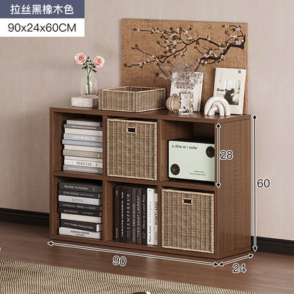 Carefully selected simple bookshelf low cabinet, small apartment living room, large capacity floor-standing INS style long strip storage cabinet against the wall and balcony
