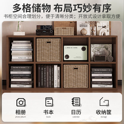 Carefully selected simple bookshelf low cabinet, small apartment living room, large capacity floor-standing INS style long strip storage cabinet against the wall and balcony