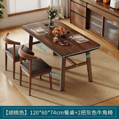 Dining table and chair combination, small apartment, household rectangular table and chairs, commercial breakfast shop dining table and chairs, fast food restaurant, iron horn chair