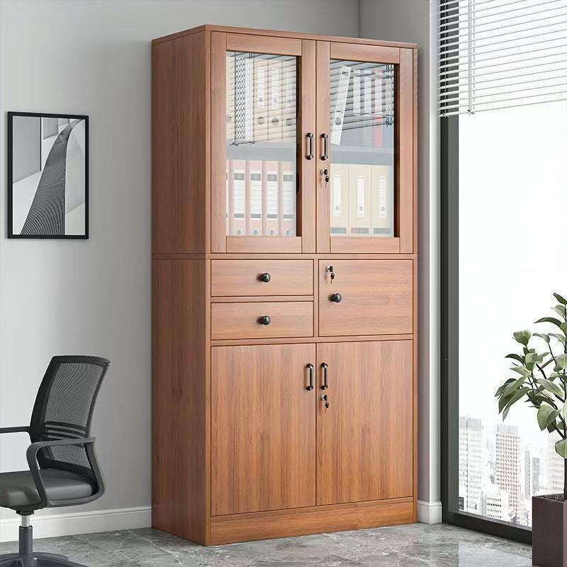 Office filing cabinet, wooden bookshelf with lock, household document cabinet, archive cabinet, layered new bookshelf with cabinet door