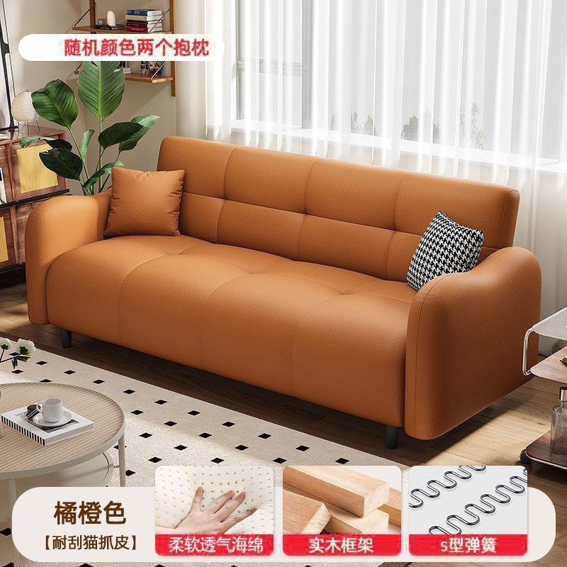 Sofa small apartment new cat-scratch leather sofa bed, office sofa bed, modern minimalist, living room foldable for dual use
