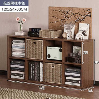Carefully selected simple bookshelf low cabinet, small apartment living room, large capacity floor-standing INS style long strip storage cabinet against the wall and balcony