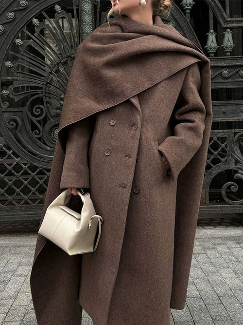 Carmine Juneberry Urban Drape Wool Coat in 25 Edition, stylish jacket with a tailored fit, dark wool fabric, and classic design.