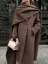 Carmine Juneberry Urban Drape Wool Coat in 25 Edition, stylish jacket with a tailored fit, dark wool fabric, and classic design.