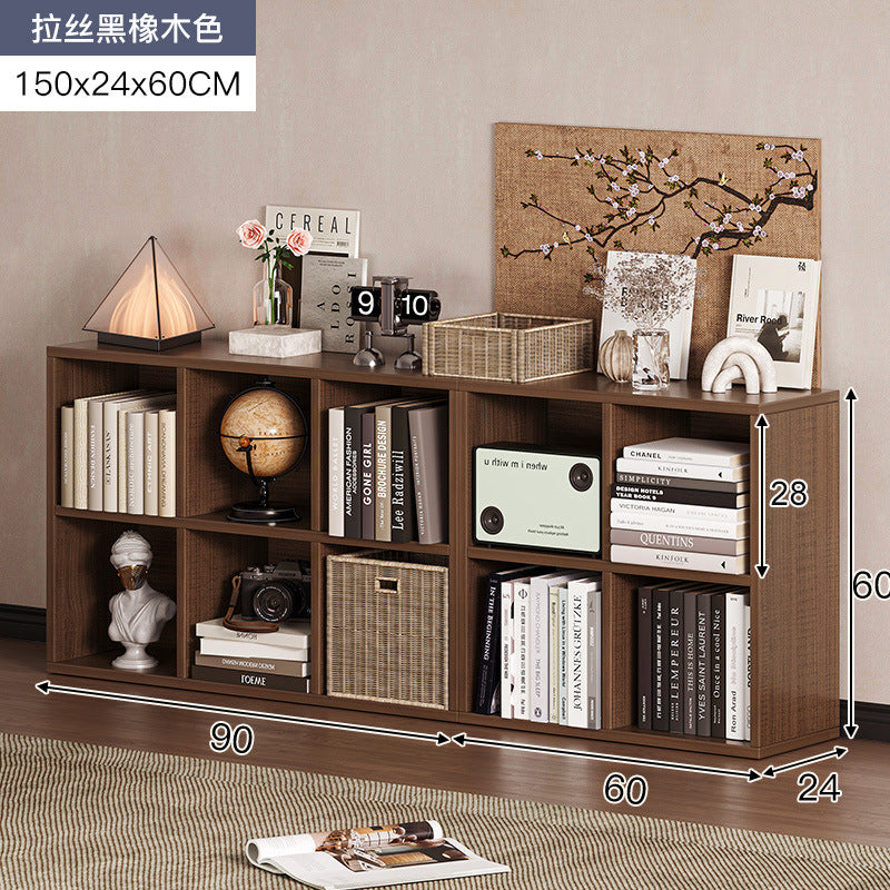 Carefully selected simple bookshelf low cabinet, small apartment living room, large capacity floor-standing INS style long strip storage cabinet against the wall and balcony