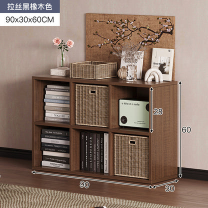 Carefully selected simple bookshelf low cabinet, small apartment living room, large capacity floor-standing INS style long strip storage cabinet against the wall and balcony