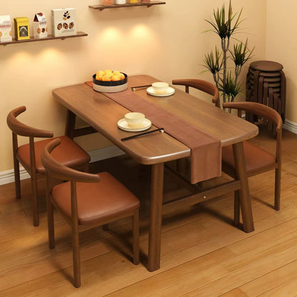 Dining table and chair combination, small apartment, household rectangular table and chairs, commercial breakfast shop dining table and chairs, fast food restaurant, iron horn chair