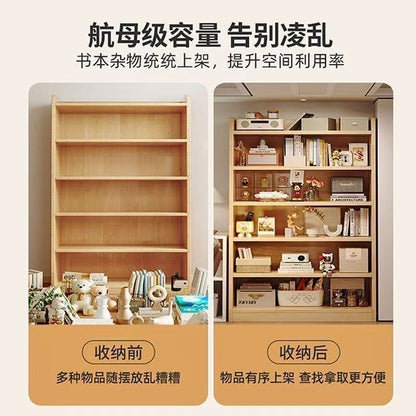 Floor-standing storage rack, simple wooden bookcase, multi-story bedroom and living room storage cabinet for home use, wall-mounted integrated storage cabinet