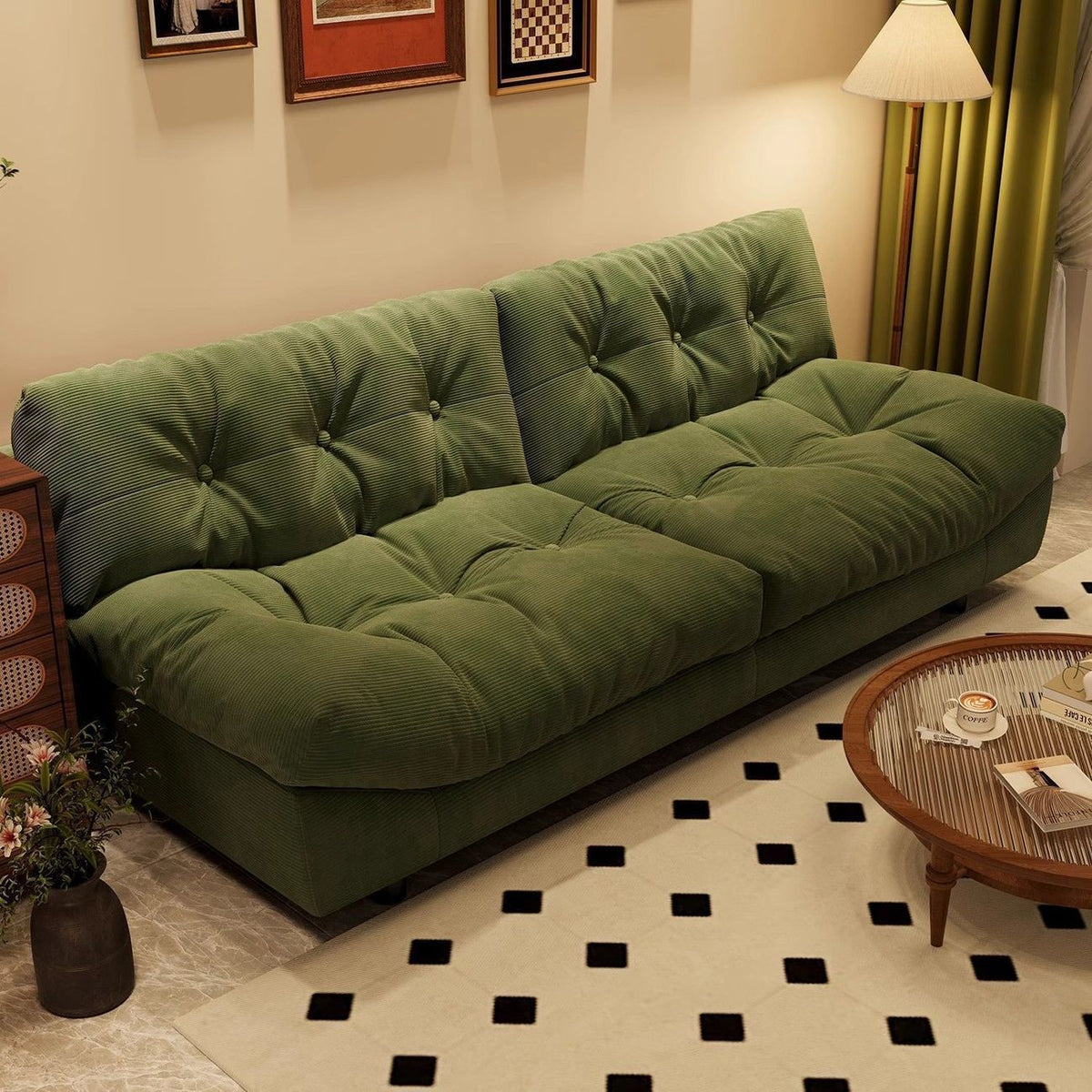 Cloud sofa, modern and simple living room, small household apartment, double leisure, light luxury, Internet celebrity cream style fabric sofa