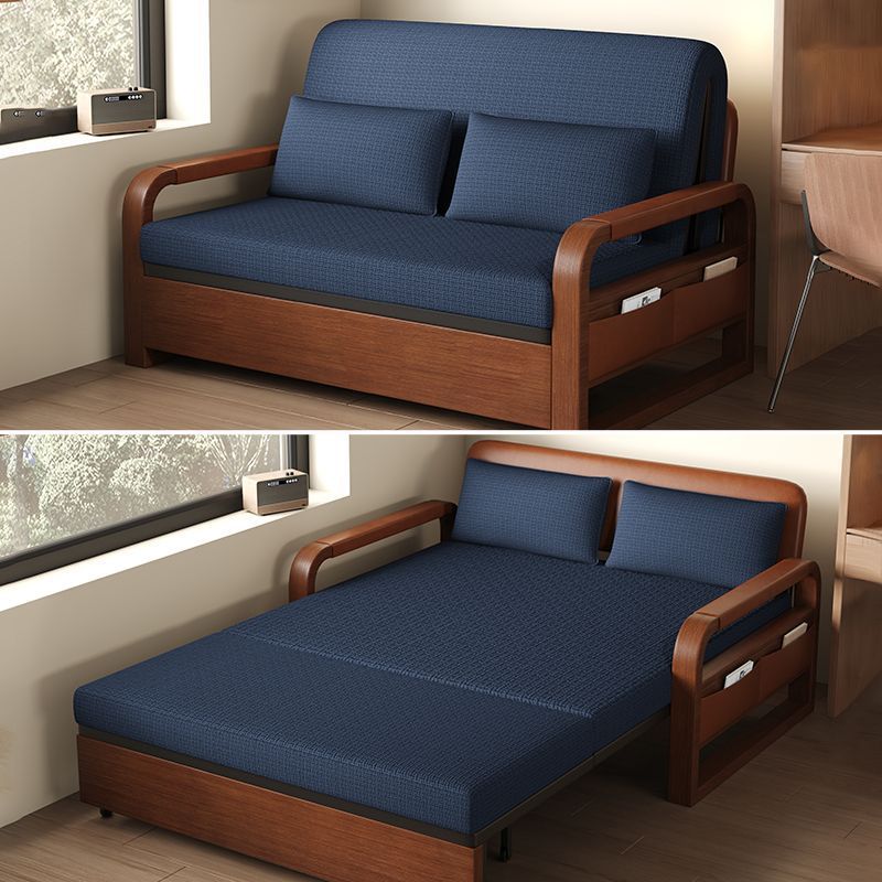 Sofa bed integrated dual-use nap bed vintage Chinese style sofa bed oil-wax leather folding bed multifunctional foldable