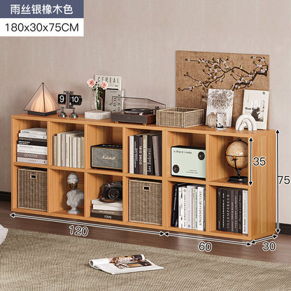 Carefully selected simple bookshelf low cabinet, small apartment living room, large capacity floor-standing INS style long strip storage cabinet against the wall and balcony