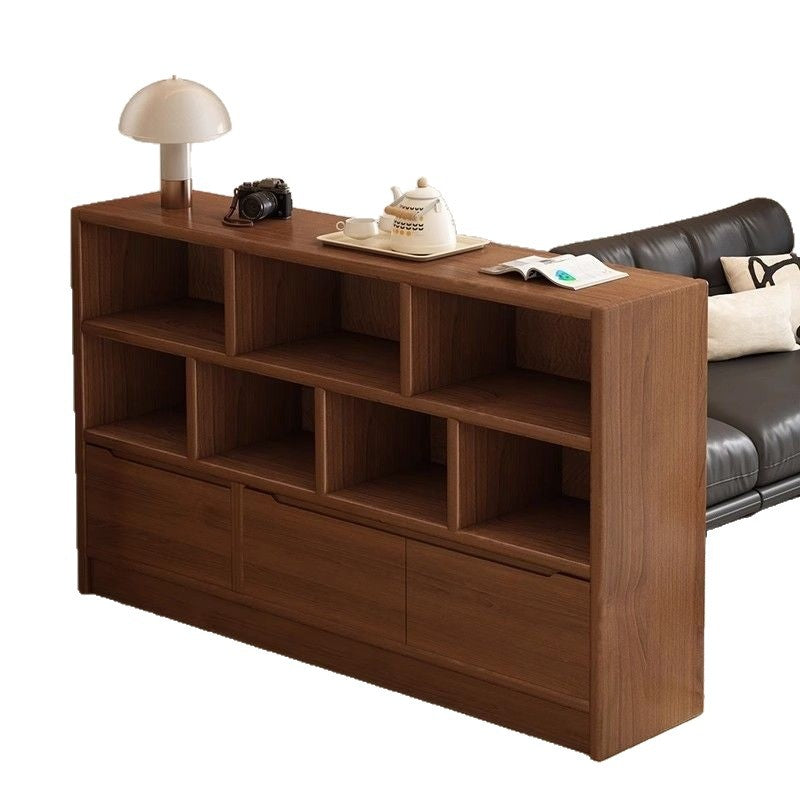 Solid wood bookshelf storage cabinet integrated wall-mounted living room storage cabinet wall-side narrow cabinet bedroom cubicle cabinet storage cabinet