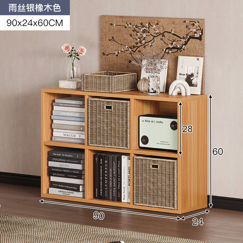 Carefully selected simple bookshelf low cabinet, small apartment living room, large capacity floor-standing INS style long strip storage cabinet against the wall and balcony