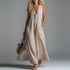 Pear Daisy casual dress with deep V plunge neckline, patch pockets, solid color, perfect for spring and summer wear.