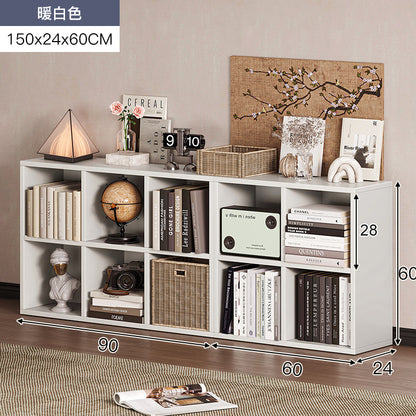 Carefully selected simple bookshelf low cabinet, small apartment living room, large capacity floor-standing INS style long strip storage cabinet against the wall and balcony