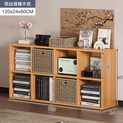 Carefully selected simple bookshelf low cabinet, small apartment living room, large capacity floor-standing INS style long strip storage cabinet against the wall and balcony