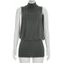 Women’s summer sleeveless turtleneck mini dress by Pear Daisy, solid color casual outfit perfect for warm weather.