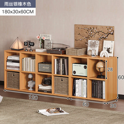 Carefully selected simple bookshelf low cabinet, small apartment living room, large capacity floor-standing INS style long strip storage cabinet against the wall and balcony