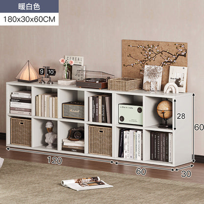 Carefully selected simple bookshelf low cabinet, small apartment living room, large capacity floor-standing INS style long strip storage cabinet against the wall and balcony